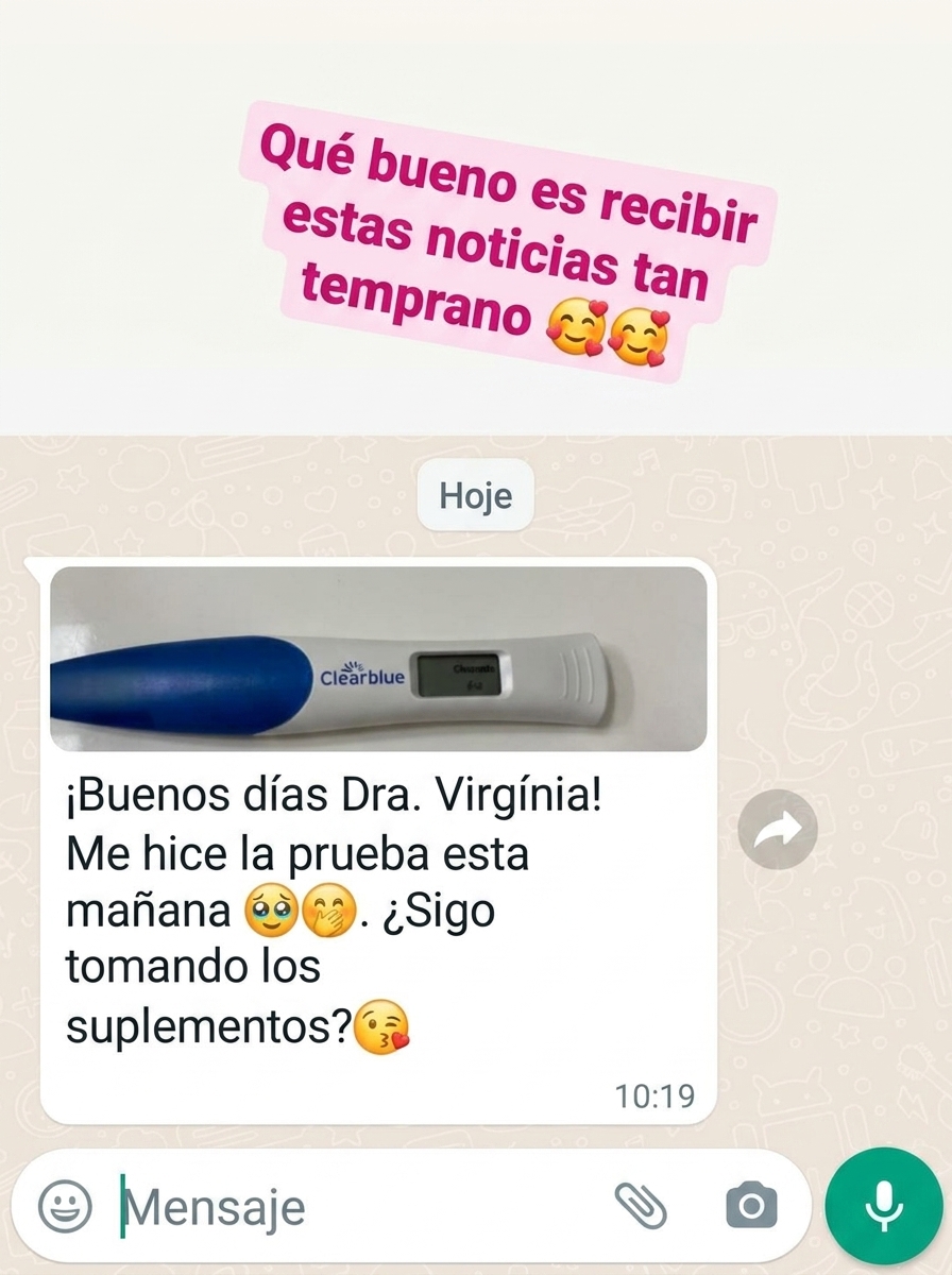Captura de una prueba de embarazo positiva enviada por una paciente