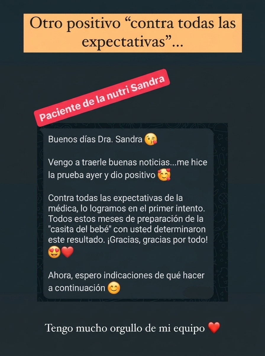 Captura de una paciente celebrando un embarazo contra las expectativas